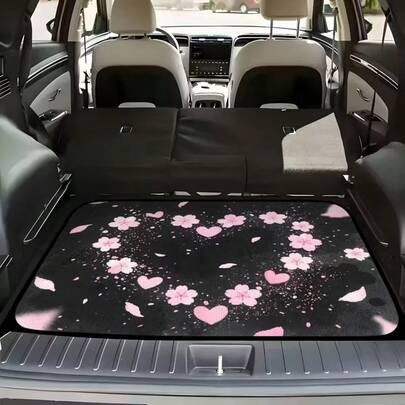 1pc Printed Trunk Mat, Essential Travel Accessory, Fits Multiple Car Models, Elegant Car Decor To Maintain Cleanliness And Dryness Of Your Trunk, Zebra Pattern Enhances Interior Ambiance, Suitable For Commuting, Road Trips And Home Use, Easy To Clean/Machine Washable/Durable Car Mat/Universal Cargo Liner