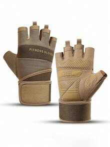 2pcs Weight Lifting Gym Workout Gloves With Wrist Wrap Support For Men & Women, Full Palm Protection, For Weightlifting, Training, Fitness, Hanging, Pull Ups