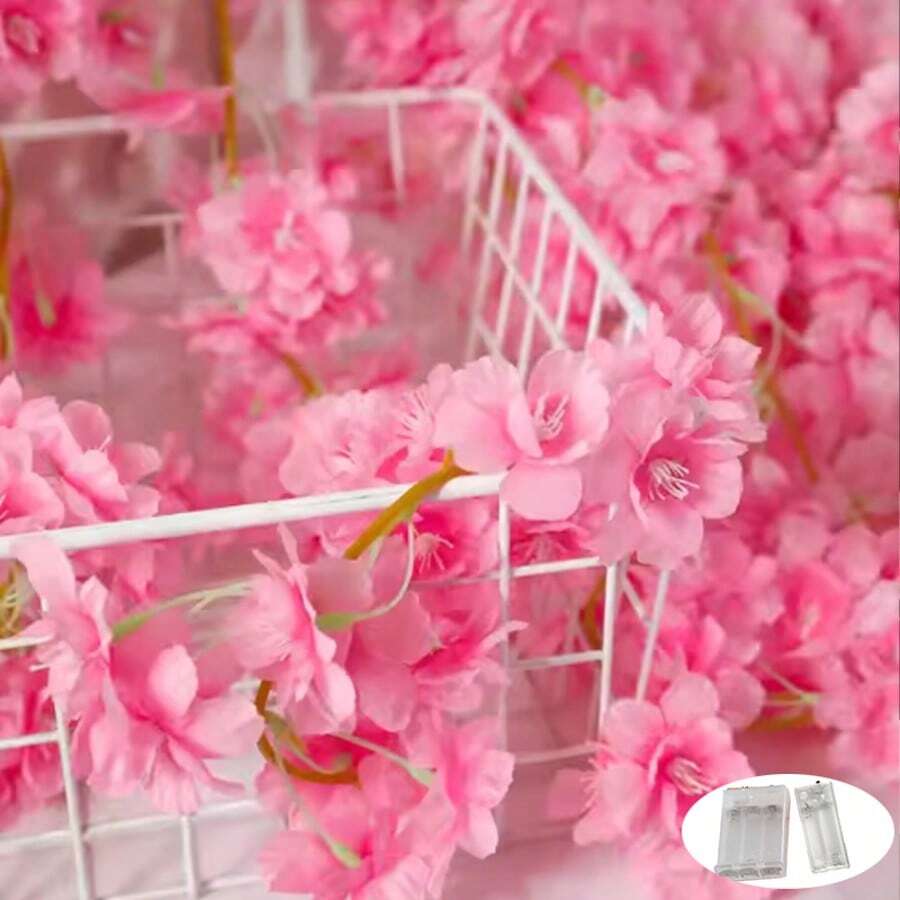 1条2米20朵粉色人造樱花花环，带LED粉色灯串，适用于家居装饰、墙面、家具装饰、节日派对氛围营造、情人节、生日、毕业典礼等场合，可爱又实用，可作庭院装饰（不含电池）。多条使用可达到图片所示效果。 - 大花朵燈串 - 查看 1