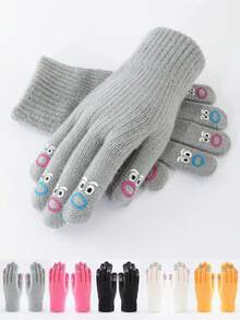 1 Pair Thick Fleece Fingerless Gloves For Women, Knitted Polyester Material, Casual Neutral Texture, Suitable For Commuting, Sports, Cycling, Running, Student Performances, Birthdays, Anniversaries, Christmas And Other Occasions, An Ideal Gift For Friends. +Winter Gear+ Glove Bear+ Christmas
