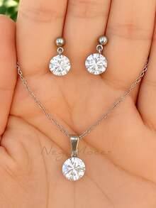 Kit Colar e Brincos Olho Grego Conjunto Prata Protege contra Olho Gordo Fé Força Corrente Aço Inox