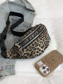 Leopard Print Women's Casual Everyday Zipper Fanny Pack - Multicolor - View 2