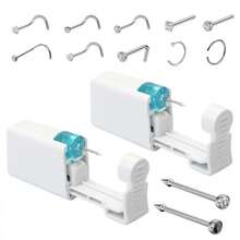 2PCS Disposable Nose Piercing Gun Built-In Nose Studs,10 PCS Nose Rings-Portable Nose Piercing Kit - 2 Second-generation Nose Piercers + 10 Decorative Nose Studs - View 15