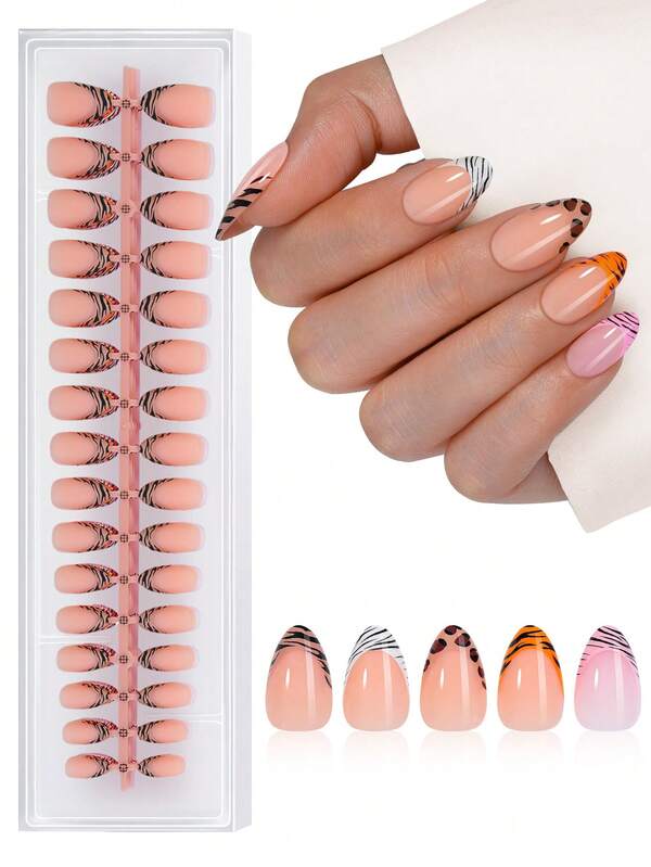 160 Stücke Y2K holografische mittelgroße mandelförmige Acryl Leoparden Muster Nagel Aufkleber, DIY Gel Nagelkunst Set, ideal für künstliche Nägel, Nagelstudios, Jugendliche & Frauen für den täglichen Gebrauch, Feiertage, Partys und Geschenke