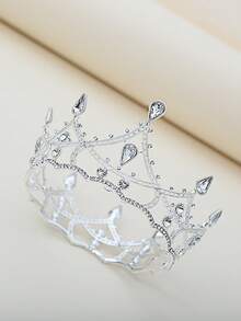 1 pieza Corona nupcial de estilo vintage de aleación con cristales , tocado con cristal en forma de gota para fiesta de cumpleaños, diadema de reina para disfraz