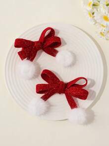 2 buc agrafe de păr elegante și drăguțe cu fundă vișinie pentru fete, potrivite pentru cadouri, asortate zilnic, festivaluri, petreceri