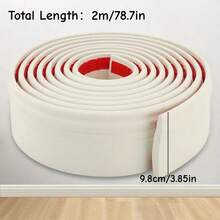 1 件 3.85 英寸宽 x 78.7 英寸长 易于安装的自粘式 NBR 踢脚线，柔性底板装饰 - 自粘乙烯基墙面和凹槽踢脚线，现代设计，适用于厨房橱柜和台面边缘，家居装饰 | 简洁线条装饰 | 自粘装饰，厨房装饰和配件，适用于墙面，家居（米色） - 彩色 - 查看 3