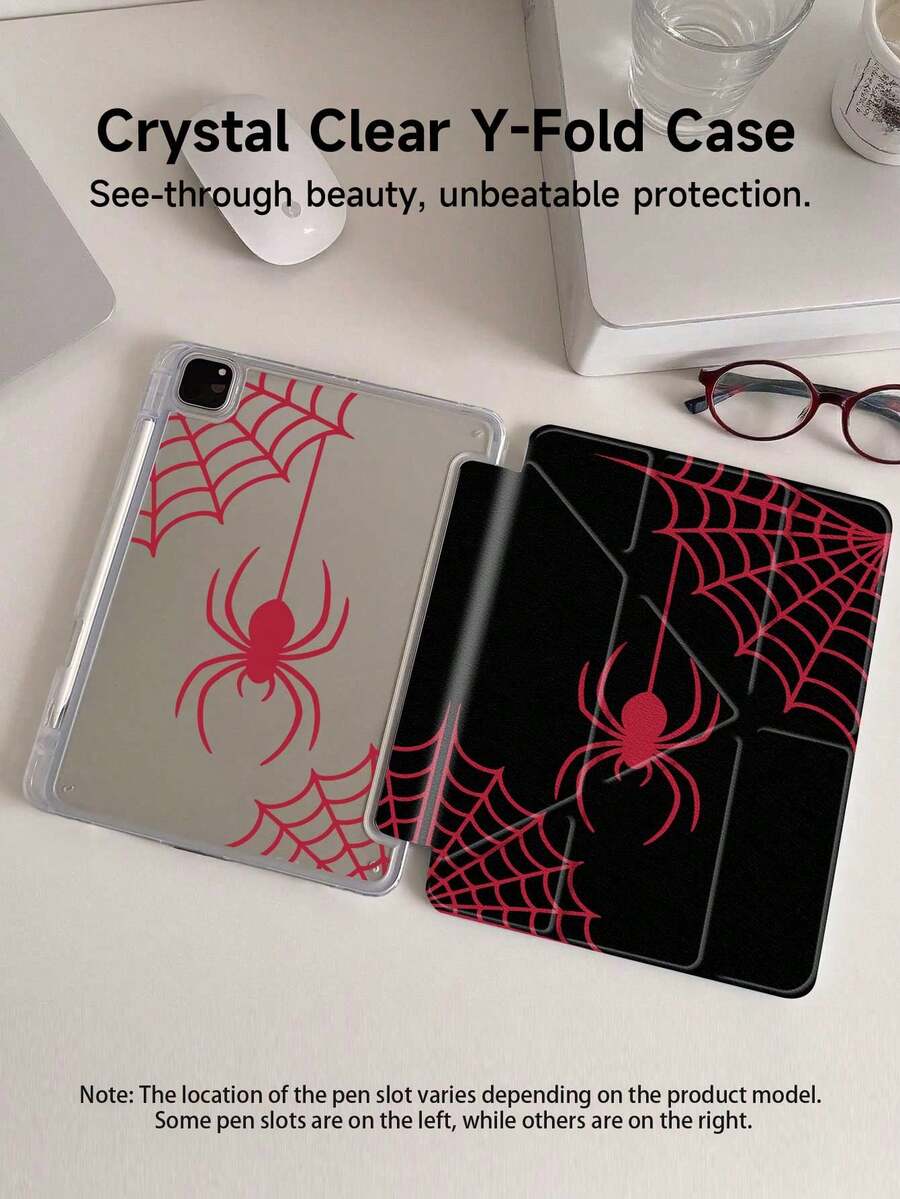Ốp bảo vệ máy tính bảng hình nhện Halloween, mặt lưng acrylic trong suốt hai mặt chống sốc, có chức năng tự động bật/tắt màn hình, phù hợp với máy tính bảng thế hệ thứ 10, kích thước 10.2/Mini 6/Mini 7/9.7 inch, tương thích với Samsung Galaxy Tab A9 Plus, món quà Giáng sinh tuyệt vời, họa tiết tối giản thời trang.