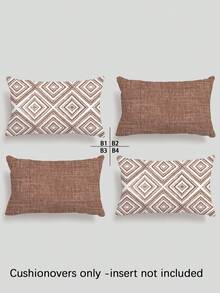 4pcs Bohemian Style Pillow Covers, Minimalist Fashionable Line Pattern Throw Pillow Covers, Super Soft & Comfortable, Best Seller, Hidden Zipper, Machine Washable, Decorative Pillow Covers For Home, Sofa, Living Room, Bedroom, No Pillow Insert - Mocha Mousse Color - View 4