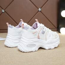 2025新款女士厚底休闲运动鞋，厚底运动鞋 - 白色 - 查看 9