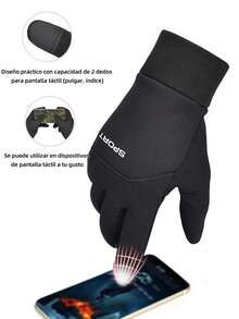 Guantes de ciclismo de invierno, forro de felpa cálido, a prueba de viento e impermeable, antideslizante, compatible con pantalla táctil, guantes deportivos cálidos, agarre de silicona antideslizante, adecuado para ciclismo al aire libre, conducción, accesorios de otoño/invierno, equipo para montar motocicleta - Negro - Ver 4