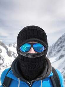 2pcs/Set Winter Knit Hat, Balaclava, Anti-Slip Touch Screen Gloves Set, Warm Ski Mask Cap, Unisex