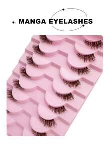 10 Pairs Brown Half-Eye False Eyelashes, Transparent Stem, Natural & Realistic, Enhance Eye Shape, Suitable For Daily Wear, Vacation, Halloween, Christmas, New Year And Other Occasions - Brown - View 4