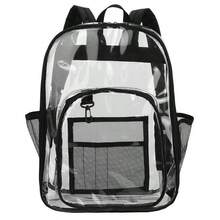 Large Heavy Duty Clear Backpack Waterproof See Through Plastic PVC For School - Black - View 8