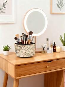 360° Rotating Cosmetic Storage Box, Art Supply Storage Box, Remote Control Holder, 4-Compartment Multi-Functional Pen Holder Desktop Stationery Storage Box (Magpie On A Branch) - Multicolor - View 7