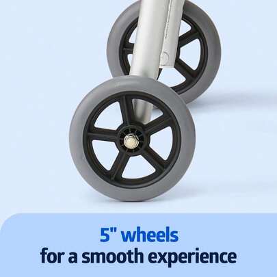 Medline Caminador plegable de dos botones con ruedas, metálico, 1 unidad