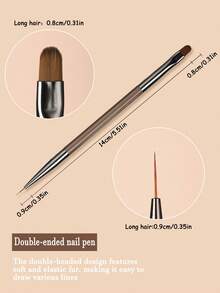 3pcs Acrylic Nail Art Brush Set, Including Painting Brush, UV Gel Brush, Building Rope Brush, Sweeping Brush And Acrylic Long Rod - Coffee Brown - View 5