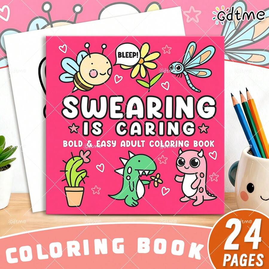 GDTME Children's Coloring Book "Swear Words Are Also A Form Of Care": Bold And Simple Pattern Coloring Book, Suitable For Adults, Cute Coloring Book, Perfect Gift For Christmas Parties, Halloween And Birthdays - Special Scene Coloring To Relieve Stress: Suitable For Friends Who Enjoy Coloring And Back To School Season (Warm Space Coloring)