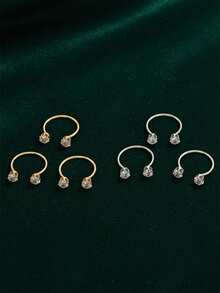 3pcs Zirconia Ring Set For Women, Adjustable Open Design, Suitable For Daily, Party, And Date Wear - Multicolor - View 4