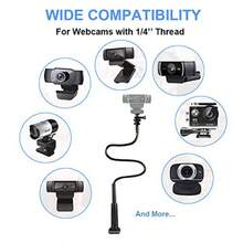 SLAW 30 Inch Webcam Stand Camera Mount Upgraded Thick Base Flexible Gooseneck Camera Stand Desk Webcam Mount Clamp For Logitech Webcams C930e C930 C920 C922x C922 Brio 4K C925e C615 Gopro Hero 8 7 6 5 4 - 黑色 - 查看 5