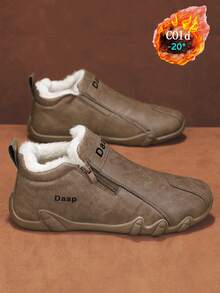 Herren Lässig Sportschuhe, personalisierte Mode Doppelreißverschluss Mittelschaft Stiefel, vielseitig wasserdichte Dicksohlen Erhöhte Gummisohle Sneakers, Trekkingschuhe, Chelsea-Stiefel mit Thermofutter für Herbst/Winter