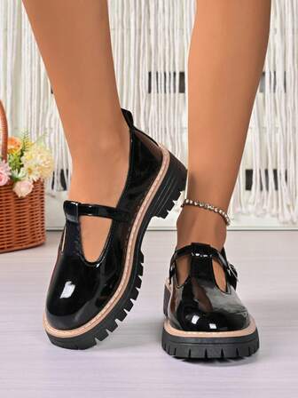2025 New Women Flat Shiny Bow Round Toe Slip-On Loafers Mary Jane Shoes, Casual Minimalist Campus Style