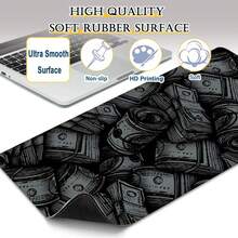 1 件美元图案鼠标垫，大号游戏鼠标垫，多尺寸键盘桌垫，带缝边，适用于办公桌、家庭办公室，鼠标垫桌面配件 - 彩色 - 查看 11