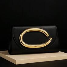 Women's Shoulder And Handbag With Chain Strap And Gold Details, Ideal For Parties, Weddings, And Events. - 黑色 - 查看 5