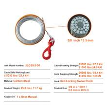 Tow Rope - Drahtwindenseil uit Kohlenstoffstahl 3/8 Zoll 100 Fuß Drehhaken 2T - Bekijken 7