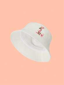 1pc Girls' White Sweet Pink Rose Decor Letter Pattern Bucket Hat, 26 Letters Customizable, Fashionable Soft Cute Lightweight Sun Protection, Suitable As Birthday/Holiday Gift, For Spring/Summer Outdoor Activities, Campus, Fishing - White - View 8