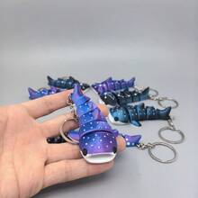 1Pc 3D Printed Movable Galaxy Keychain - Dark Blue Gradient Whale Shark Charm, Starry Constellation Fashion Accessory For Women - 彩色 - 查看 11