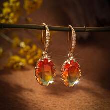 1pc Cubic Zirconia Drop Earrings Copper Jewelry - Multicolor - View 11