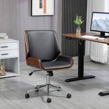 Vinsetto Retro Office Chair, Height-Adjustable, Swivel And Tilt Wooden Office Chair, Black