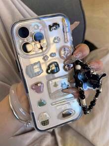Valentine's DayDIY Cute Funny Snowman Tree Illustration Transparent Phone Case Compatible With IPhone 17 ProMax 17Pro 17 Air 17 16 ProMax 15 14 13 12 11 Pro Max Clear Lovely Shockproof Cover - 小貓貼紙 - 查看 10