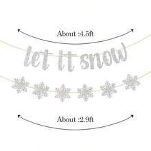 Let it Snow Snowflake/ Winter Theme/ Merry/ Party Decor Supplies/ Silver Glitter - Plateado - Ver 3