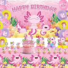 DPink Axolotl Birthday Party Decorations Axolotl Party Plies Including Banner Cake Toppers Table Centerpieces Balloons For Axolotl Birthday Party B - Pink - View 1