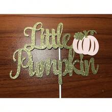 DLittle Pumpkin Cake Topper Gold And Pink Little Pumpkin Baby Shower Cake Topper For Little Pumpkin 1st Birthday Baby Shower Cake Plies - GoldandPinkPumpkin - View 3