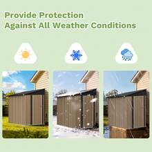 Flamaker 8x4 FT Outdoor Storage Shed, Lean To Storage Shed, Garden Tool Metal StorageHouse With Lockable Door, 2 Air Vents And Sloped Roof For Backyard, Patio, Lawn, Brown - 棕色 - 查看 5