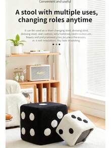 1件家用骰子凳，问号立方体凳，客厅脚凳，创意可爱玄关鞋凳，舒适保暖，圆角设计安全，多功能 - 彩色 - 查看 6