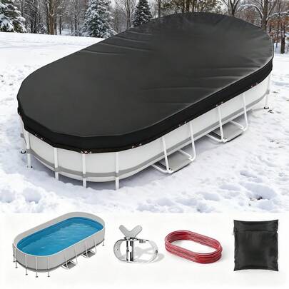 Snowproof Pool Cover - Quick-Fix, Tear-Resistant PU Material, Winter Protection, Reinforced Structure, A Must-Have For Backyard Enthusiasts.