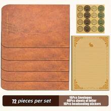 72pcs Elegant Vintage Stationery Envelope Set: 40 Sheets Of Letterhead, 16 Card Envelopes, And 16 Round Seal Stickers With Classic Design, Perfect For Valentine's Day,New Year's Invitation Letter,Wedding Party Holiday Celebration Invitations To Lover,Family, Colleagues, And Friends - Multicolor - View 4