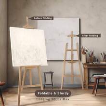 Adjustable Natural Pine Wooden Painting Basic Easel, Pine Art Easel Stand Hold To 43'' Painting Canvas Wedding Sign And Poster, Drawing Adults, Begginners And Students - New Type - 1 - View 6