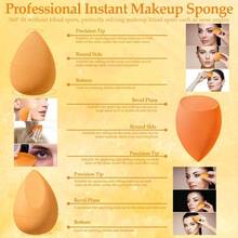 14 Pcs Unisex Black Makeup Sponge Set Including 4 Powder Puffs And 4 Mini Sponges Versatile For Liquid Foundation Powder Concealer Cream Application Home On The Go Use - trái cam - Xem 3