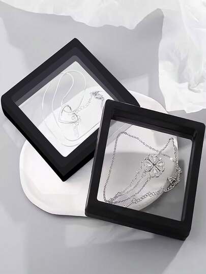 10pcs Elegant Black 3D Floating Display Box With Elastic Membrane - Dust-Proof Plastic Jewelry Storage Box, Suitable For Necklaces, Bracelets, Rings, Coins, Earrings, Pins - Great For Retail And Personal Use, Modern Style, Desktop Mounting, Snap Closure, Polished Surface, Personal Jewelry Display | Fashion Display Box | Secure Snap Box, Jewelry Display Box, Jewelry Box