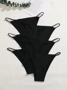 FINETOO 6 件装女士性感无缝三角内裤，低腰 - 黑色 - 查看 4