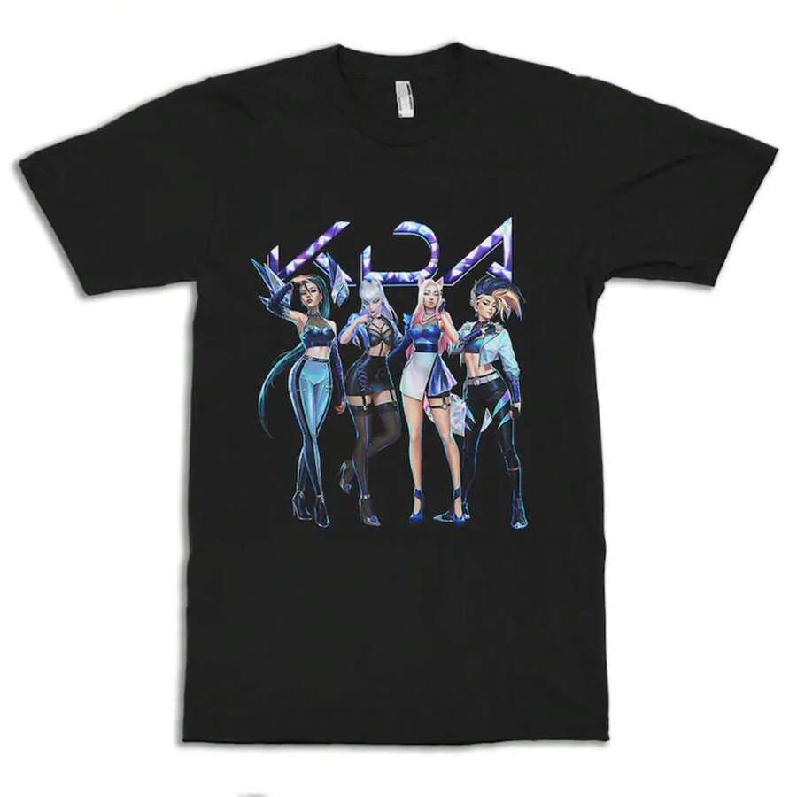 T-shirt Art Akali K/DA, 100% coton, T-shirt KDA pour hommes et femmes (Wr-139) - Noir - Voir 1