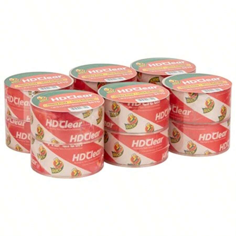Duck HD - Cinta de embalaje transparente con dispensadores, 6 rollos de cinta de embalaje resistente para envío y mudanza, cajas y embalaje, 1.88 pulgadas 287732 m - Núcleo de 1.5 pulgadas(12 Rolls, 54.6 yds Recarga) - Multicolor - Ver 1