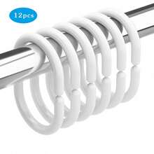 12/24pcs Shower Curtain Hooks Rings, Plastic Shower Curtain Rings, Curtain Hooks For Bathroom Shower Rod, Shower Hooks Rings Loops For Shower Curtain Home Bathroom Decor Fall Decor Bathroom Accessories Back To School - Multicolor - View 13