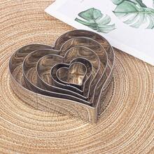 5pcs Heart Shaped Cookie Cutters, Stainless Steel Biscuit Molds, Suitable For Anniversary, Wedding, Engagement, Valentine's Day And Wedding Occasions