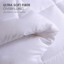 Yun Do White Goose Down Alternative Fiber Hotel Comforter Full Size - Four Seasons Fluffy Hotel Series Duvet, Medium Warmth Comforter For King Bed, 90" X 90", 120" X 120", 128" X 120" (White/Pink) - trắng - Xem 2